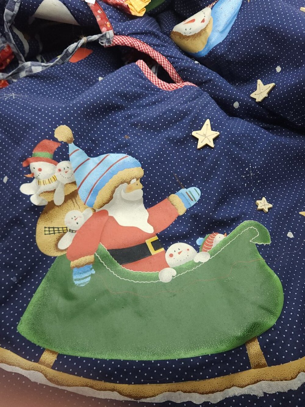 Christmas Tree Skirt Santa Sled Reindeer Snowman Rustic Farmhouse